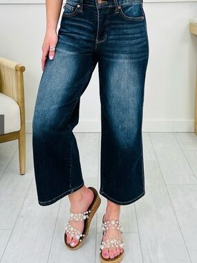 Judy Blue Dress To Impress Tummy Control Wide Leg Cropped Jeans